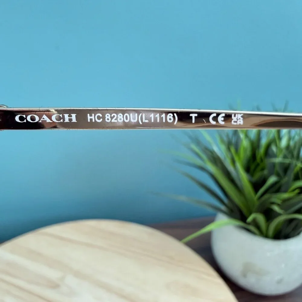 Coach Tortoise Sunglasses HC8280U L1116 XL Gold Cut Out Rims With Case & Papers - Picture 13 of 16